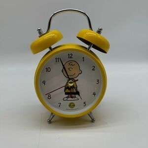 Charlie Brown Alarm Clock Yellow White Damaged
